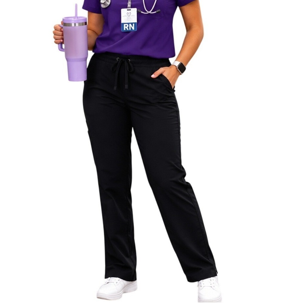 Healing Hands Scrub Pants Womens MP Black Purple Label Petite Drawstring